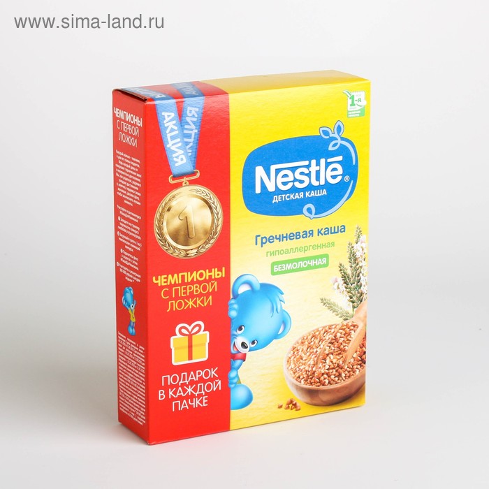 NESTLE каша сухая безмолочная гипоаллергенная гречневая с бифидобактериям 200г - Фото 1