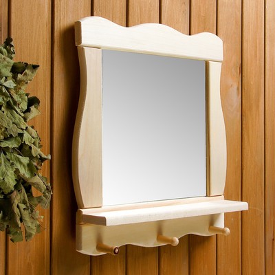 Зеркало для бани и сауны «Жизнь», 43×47×12 см, настенное, с полкой