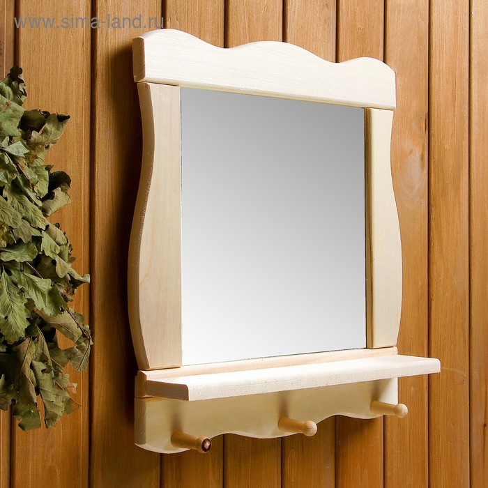 Зеркало для бани и сауны «Жизнь», 43×47×12 см, настенное, с полкой - Фото 1