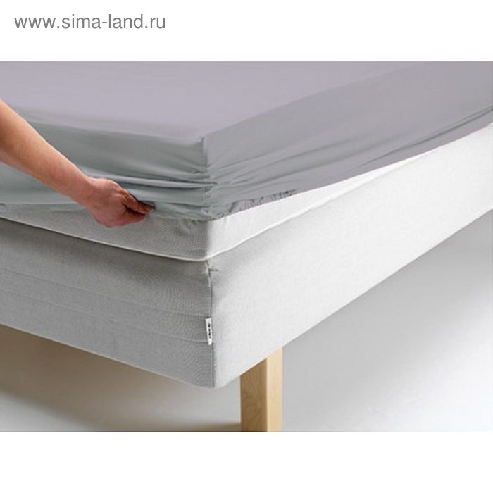 Простыня на резинке, размер 90х200х20 см, цвет серый - Фото 1