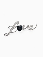 Брошь Love, чёрно-белая в серебре - Фото 1