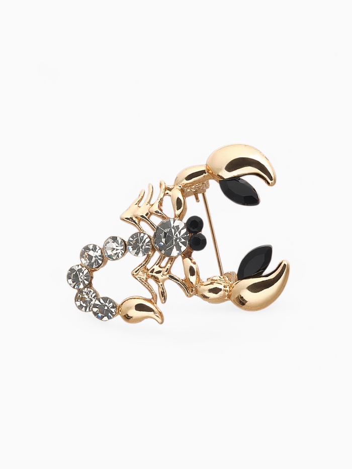 Брошь «Скорпион», белая в золоте - Фото 1