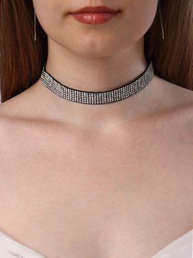 Чокер «Грация искр», тонкий, цвет черно-серебряный, L=30 см 1686635