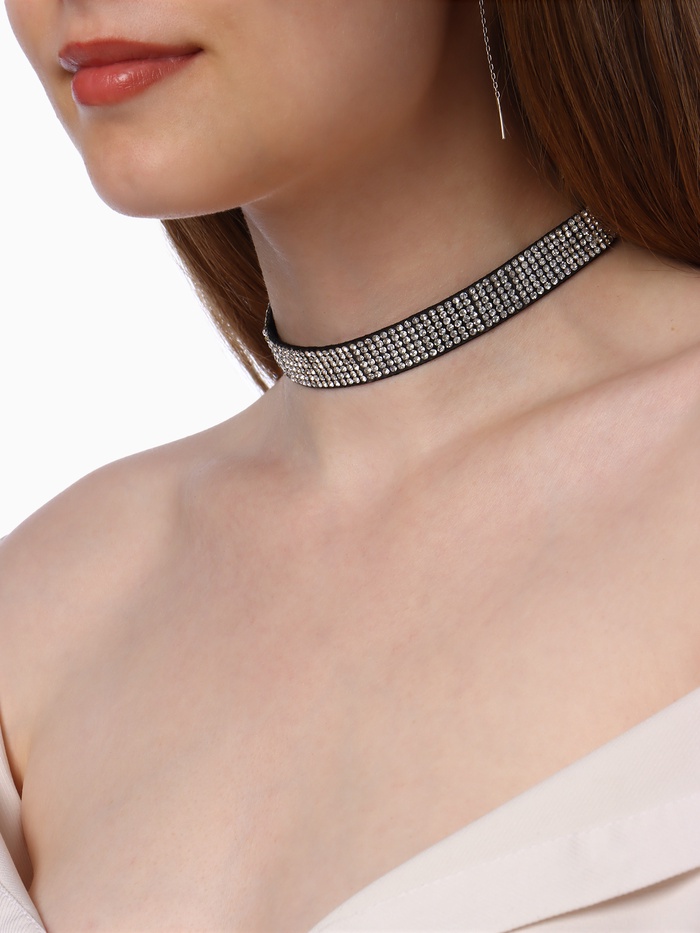 Чокер «Грация искр», тонкий, цвет черно-серебряный, L=30 см - Фото 1