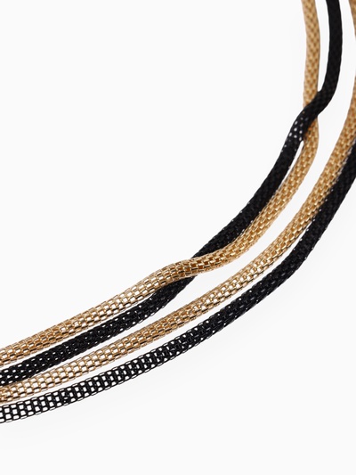 Бусы 2 нити «Трансформер» (несколько способов носки), цвет чёрно-золотой, 118 см