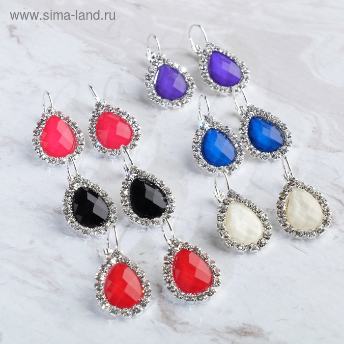 Серьги ассорти «Блеск» капля, цвет МИКС - Фото 1