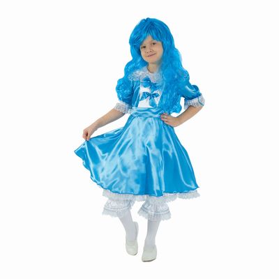Детский карнавальный костюм "Мальвина", р-р 28, рост 98-104 см, цвет ярко-голубой
