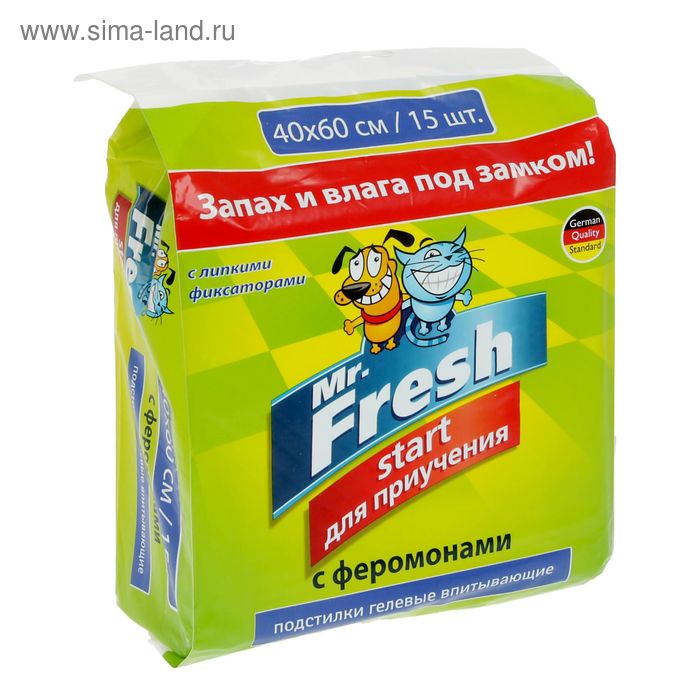 Подстилки Mr.Fresh Start  для приучения к месту, 40х60 см, 15 шт - Фото 1