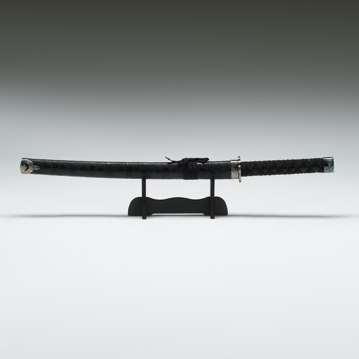 Сувенирное оружие «Катана», без подставки, чёрные ножны под змеиную кожу, глянец 70 см - фото 8348837
