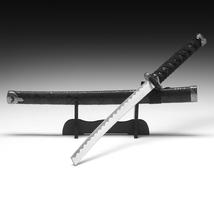 Сувенирное оружие «Катана», без подставки, чёрные ножны под змеиную кожу, 70 см - Фото 1
