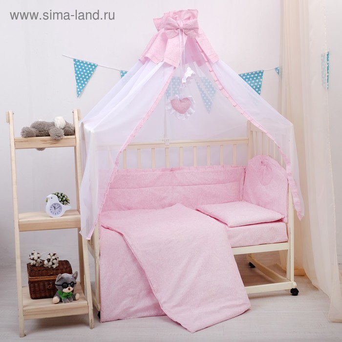 Комплект в кроватку (7 предметов), цвет розовый микс 24.5 - Фото 1