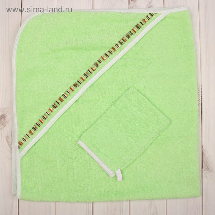 Комплект для купания (2 предмета), размер 100*100 см, цвет зелёный М.711 - Фото 1