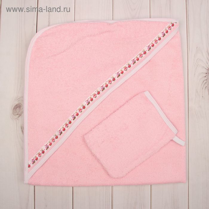 Комплект для купания (2 предмета), размер 80*80 см, цвет розовый М.713 - Фото 1