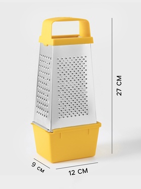 Тёрка с контейнером КВАРЦ «Универсал», 4 грани, 450 мл, 27×12 см, металл, МИКС