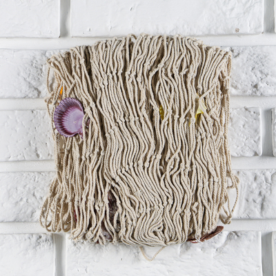 Декоративная сетка настенная «Белая с ракушками», 150×200 см