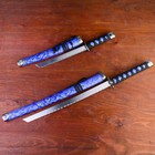 Макет оружия «Сувенирные катаны на подставке 2в1. Драконы золото на синем», подарочный набор, ножны ткань, 47 см; 70 см - Фото 2