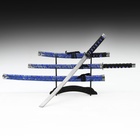 Макет оружия «Сувенирные катаны на подставке 3в1. Драконы на синем», подарочный набор, ножны ткань, 47 см; 70 см; 89 см - Фото 1