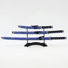 Макет оружия «Сувенирные катаны на подставке 3в1. Драконы на синем», подарочный набор, ножны ткань, 47 см; 70 см; 89 см - Фото 2