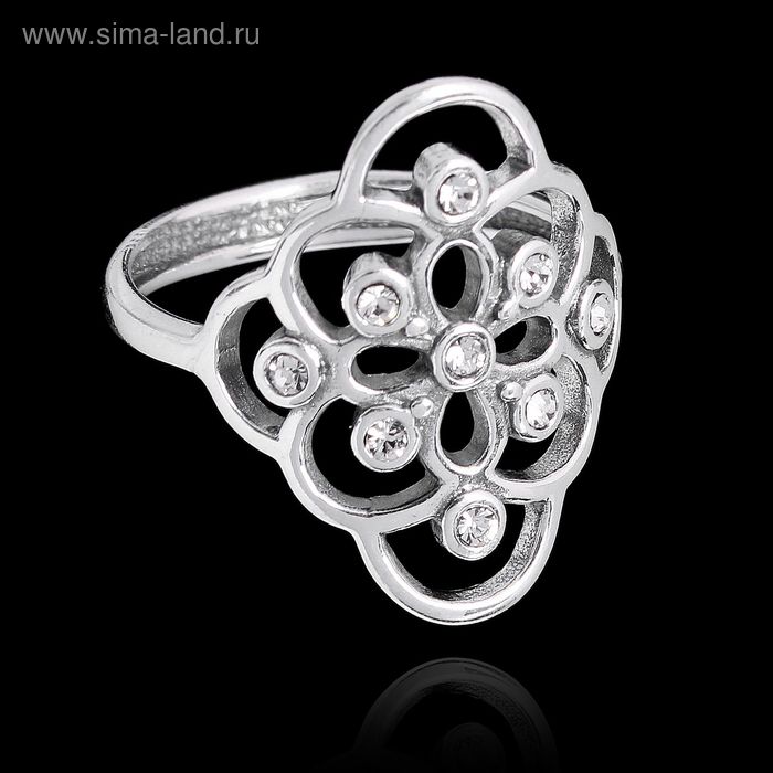 Кольцо "Амплуа", размер 17, цвет белый в чернёном серебре - Фото 1
