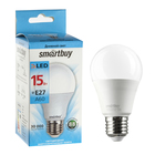 Лампа cветодиодная Smartbuy, A60, E27, 15 Вт, 4000 К, дневной белый свет - фото 3707103