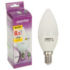 Лампа cветодиодная Smartbuy, C37, 8.5 Вт, E14, 3000 К, теплый белый - Фото 1