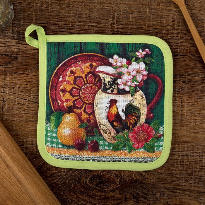 Прихватка "Доляна" Натюрморт, размер 17х17 см, 100% хлопок, рогожка 162 г/м2 - Фото 1