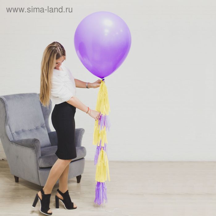 Воздушный шар, 24", фиолетовый, с тассел лентой - Фото 1