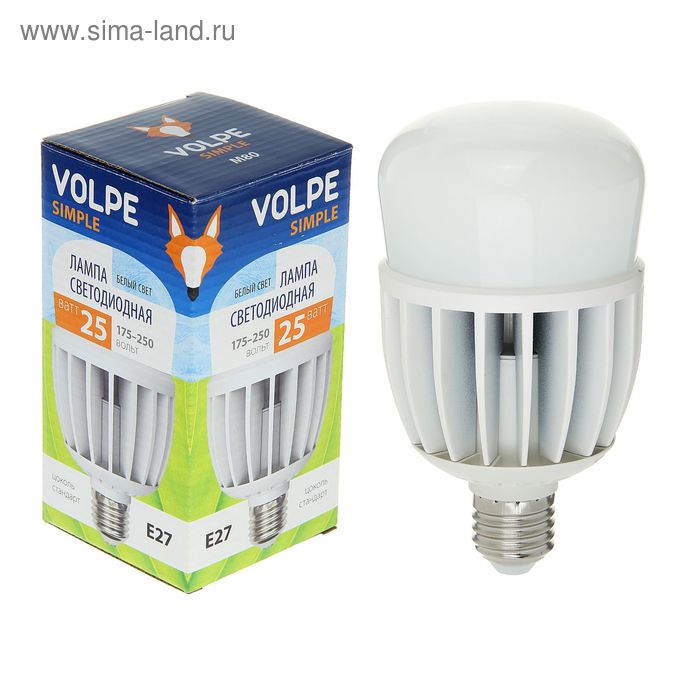 Лампа светодиодная Volpe Simple M80, Е27, 25 Вт, 4500 К, LED-M80-25W/NW/E27/FR/S - Фото 1