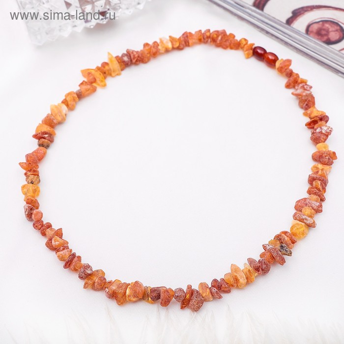 Бусы «Янтарь» крошка необработанная, цвет коньячный, 44 см - Фото 1