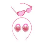 Набор для девочки "Сердечки", 4 предмета: очки, ободок, 2 резинки - Фото 1