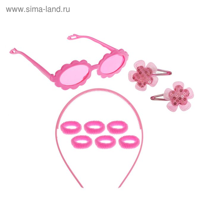 Набор для девочки "Цветочек", 10 предметов: очки, ободок, 6 резинок, 2 заколки - Фото 1