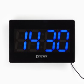 Часы электронные настенные, настольные "Соломон": термометр, будильник, 15.5 х 23.5 см, синие цифры