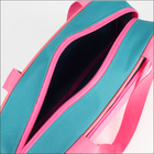 Сумка для обуви на молнии, наружный карман, TEXTURA, цвет розовый/бирюзовый - Фото 5