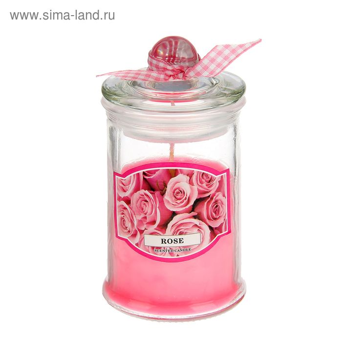 Свеча в стекле ароматическая 11х6см , запах: роза - Фото 1