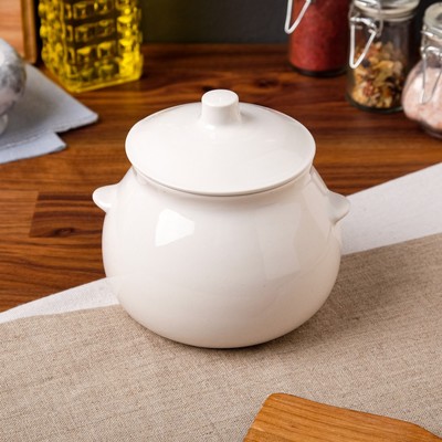 Горшок для запекания "Капля", белый, 0.6 л