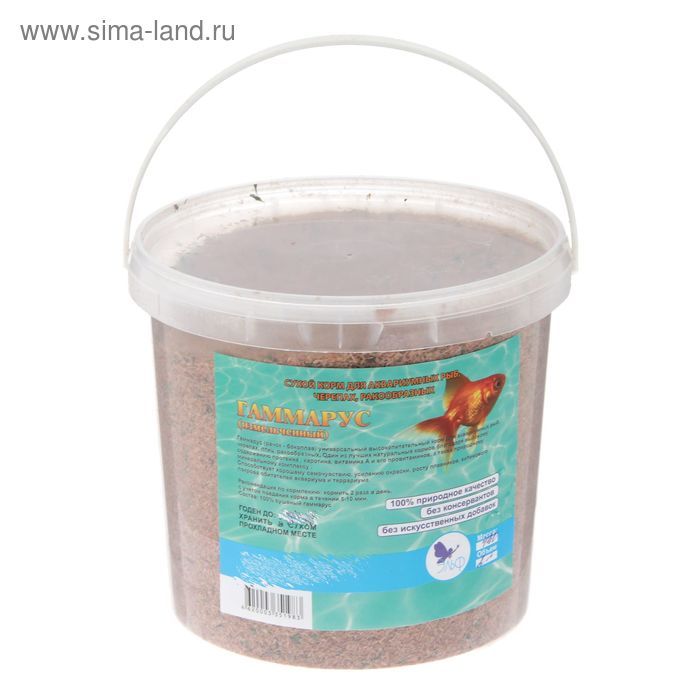 Корм для рыб и черепах "Аквакулинар" Гаммарус измельченный, ведро 2 , 430 г - Фото 1