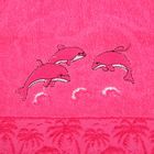 Полотенце махровое «Дельфины», цвет розовый, размер 48х90 см - Фото 2