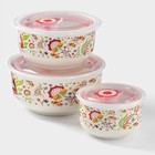 Набор салатников с вакуумными крышками «Ирена», 3 предмета: 300 мл, 600 мл, 900 мл, керамика - Фото 2