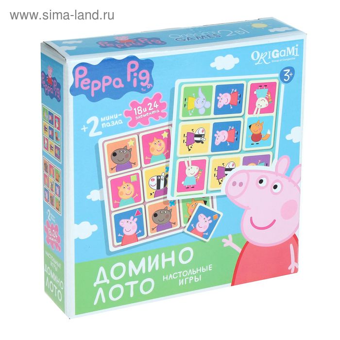 Настольная игра "Peppa Pig 2в1" домино+лото - Фото 1