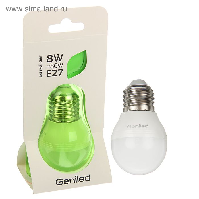 Светодиодная лампа Geniled, E27, G45, 8 Вт, 4200 К, матовая, дневной свет - Фото 1