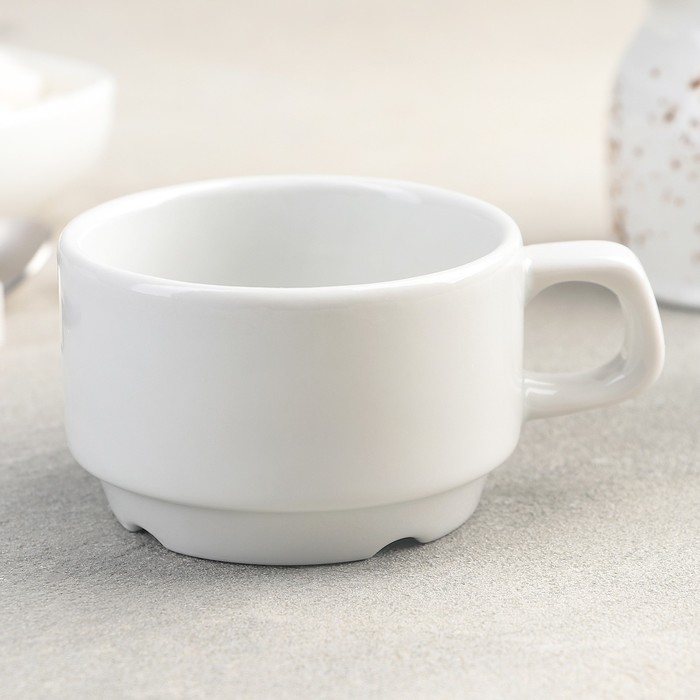 Чашка фарфорвая «Белая», 170 мл, d=8,3 см, штабелируемая - фото 1890664605