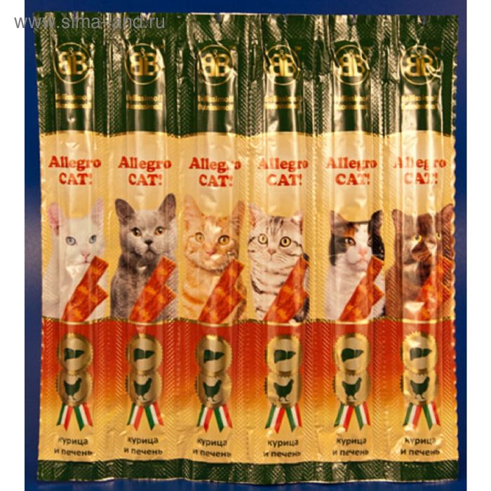 Колбаски B&B "Аллегро Кэт"  для кошек Курица/Печень, 6шт - Фото 1