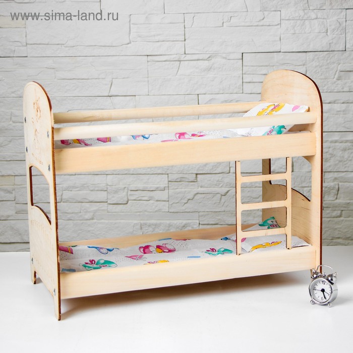 Кроватка для кукол «2-х ярусная», с постельным бельём - Фото 1