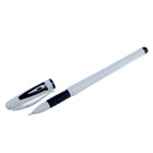 Ручка гелевая, 0.5 мм, чёрный, корпус белый, с резиновым держателем - фото 317949285