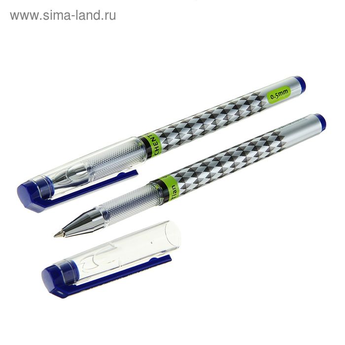 Ручка гелевая, 0.5 мм, синяя, с рифлёным держателем, «Ромбики» - Фото 1