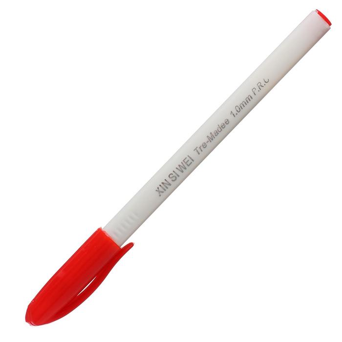 Ручка шариковая, 1.0 мм, корпус серый треугольный, стержень красный - Фото 1