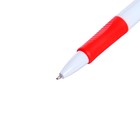 Ручка шариковая автоматическая, 0.7 мм, стержень синий, белый корпус, с резиновым держателем - Фото 3