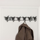 Вешалка настенная Доляна, 6 крючков, 41,5×7,5×3,5 см, цвет чёрный - фото 3645959