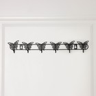 Вешалка настенная Доляна, 6 крючков, 41,5×7,5×3,5 см, цвет чёрный - Фото 4