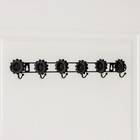 Вешалка настенная на 6 крючков Доляна «Ромашки», 41,5×5,5×3 см, цвет чёрный - Фото 2